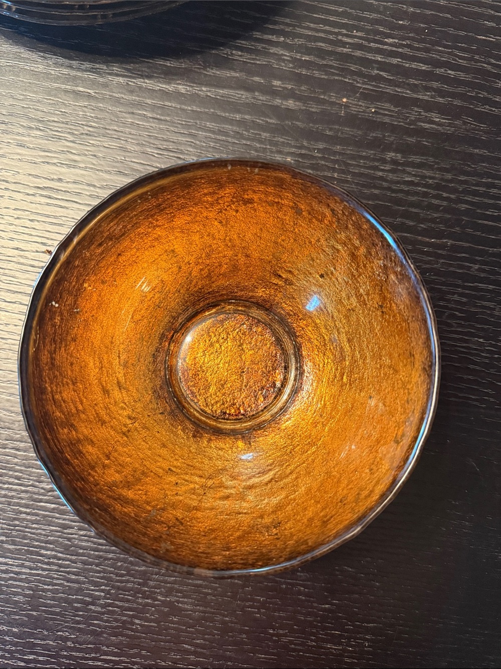 Dark gold/Amber Glass Bowl - Home Art Accent